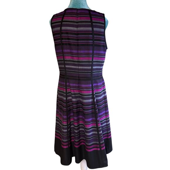 Anne Kleine Women 10 a-line dress fully lined piping Black purple sleeveles - Picture 6 of 12